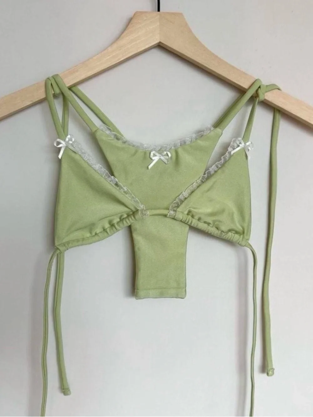 Light green thong and triangle style bikini